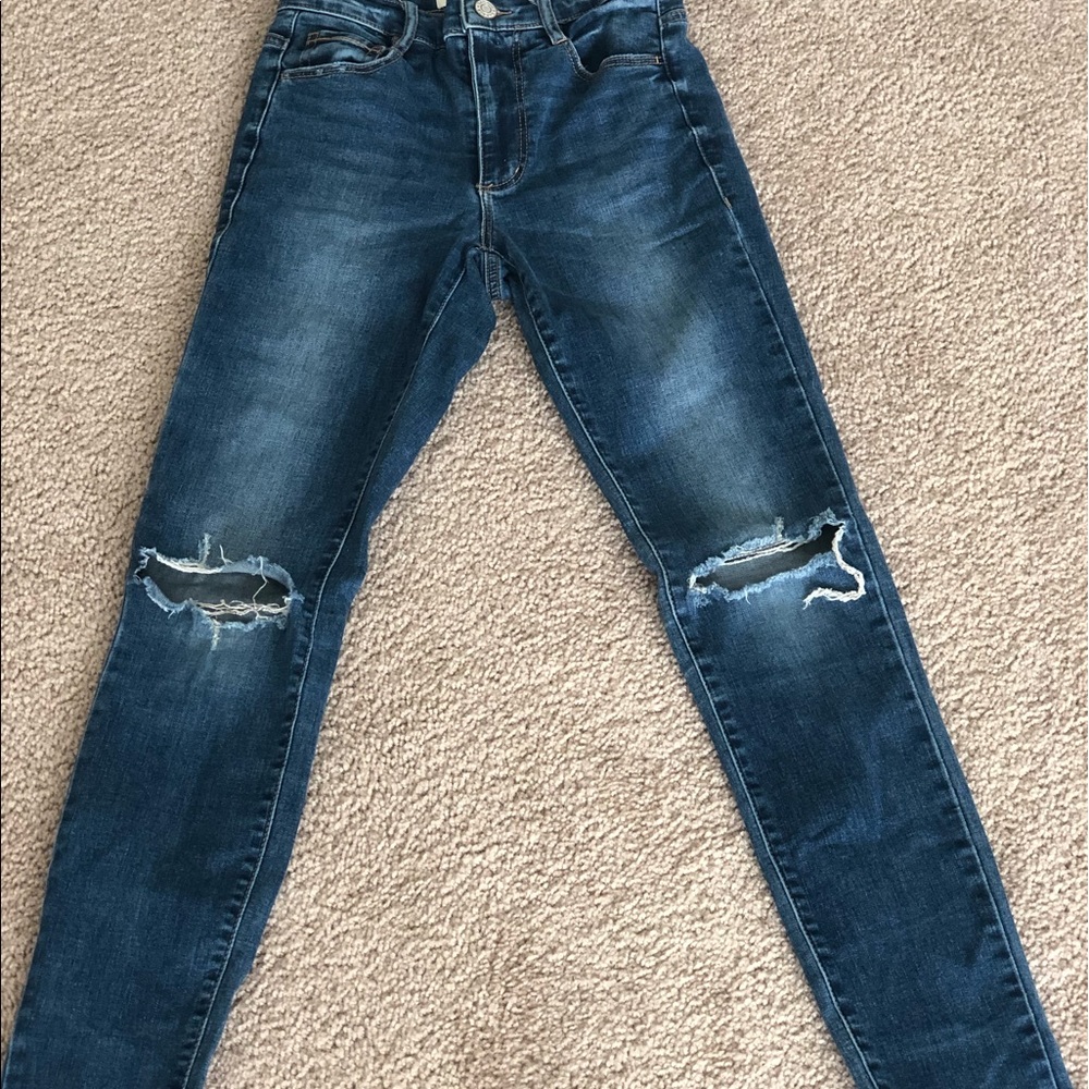 blue ripped skinny jeans high rise size 00